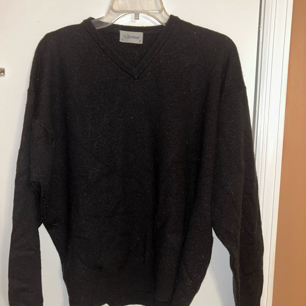Glenbrae Vintage 100% Merino Wool Black Sweater Size XL